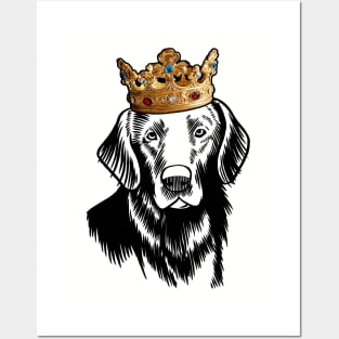 Flat-Coated Retriever Dog King Queen Wearing Crown Posters and Art